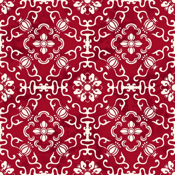 Flowe sans couture Vintage rouge chinois arrière-plan rond en spirale — Image vectorielle