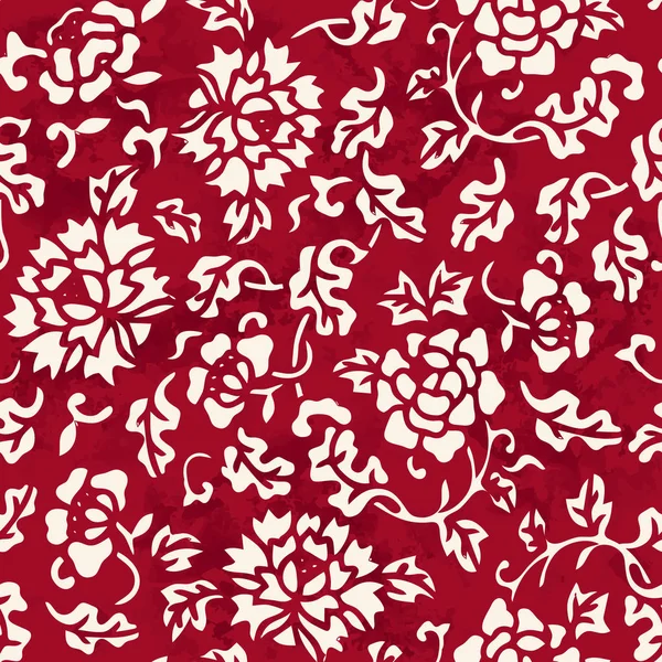 Nahtlose vintage rot chinesischen Hintergrund botanischen Garten Blume le — Stockvektor