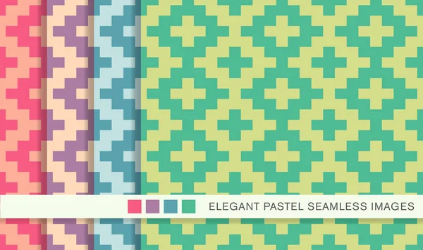 Conjunto de fundo pastel sem costura quadrado mosaico geometria cruz — Vetor de Stock