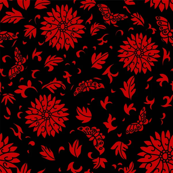 Sorunsuz Çince Spiral yuvarlak çiçek kelebek yaprak arka plan