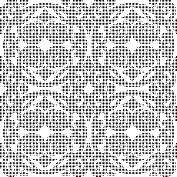 Halbton rund schwarz nahtlos Hintergrund rund Spirale Kreuz Weinstock — Stockvektor
