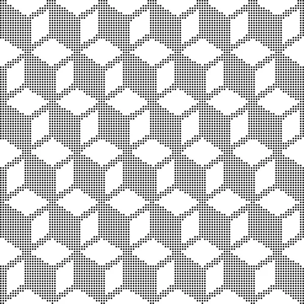 Halftone round black seamless background cubic square geometry — Stock Vector