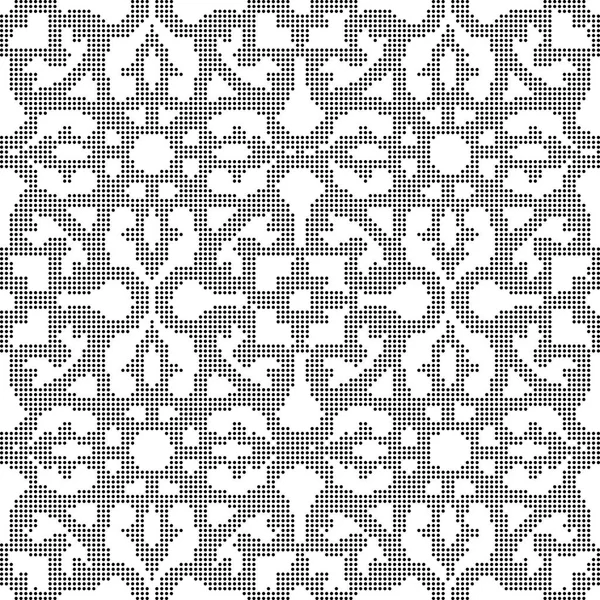 Demi-ton rond noir sans couture fond fower courbe croix — Image vectorielle