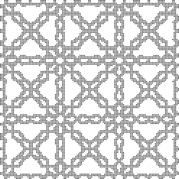 Halftone ronde zwarte naadloze achtergrond Kruis geometrie keten — Stockvector