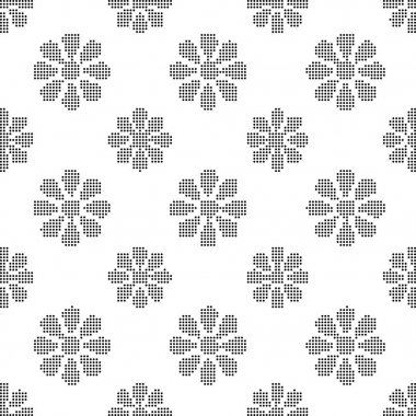 Yarı ton siyah sorunsuz geçmiş vintage çiçek yuvarlak yuvarlak