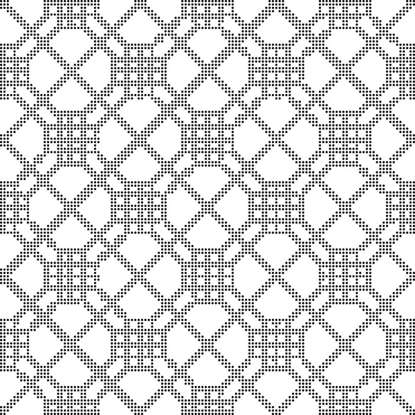 Demi-ton rond noir sans couture fond de vérification polygone cross lin — Image vectorielle