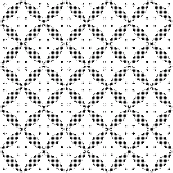 Halftone round black seamless background rhomb geometry cross — Stock Vector