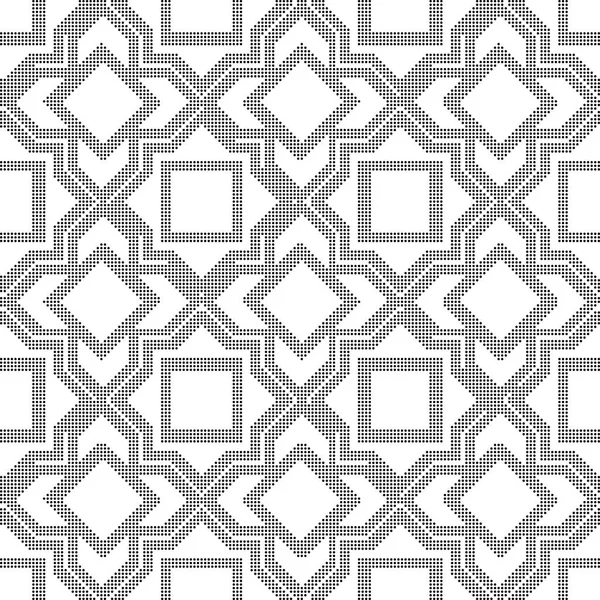 Demi-ton rond noir sans couture fond étoile carré croix géome — Image vectorielle
