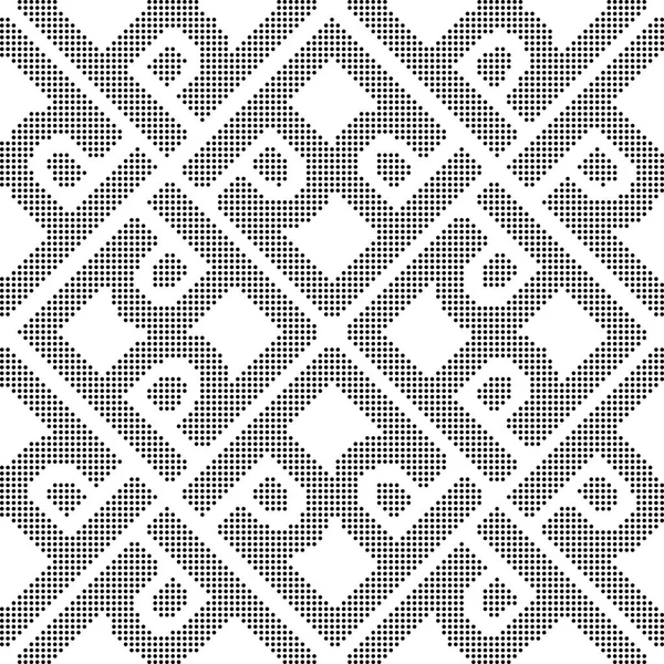 Demi-ton rond noir fond sans couture croix spirale cadre chec — Image vectorielle