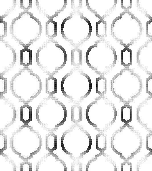 Halftone ronde zwarte naadloze achtergrond kromme cross geometrie fr — Stockvector