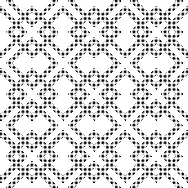 Halbton rund schwarz nahtloser Hintergrund quadratisch karieren Kreuz trac — Stockvektor