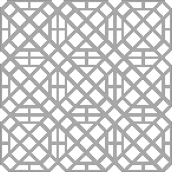 Halftone round black seamless background square check polygon cr — Stock Vector