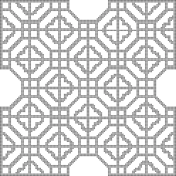 Demi-ton rond noir sans couture fond polygone carré croix la — Image vectorielle