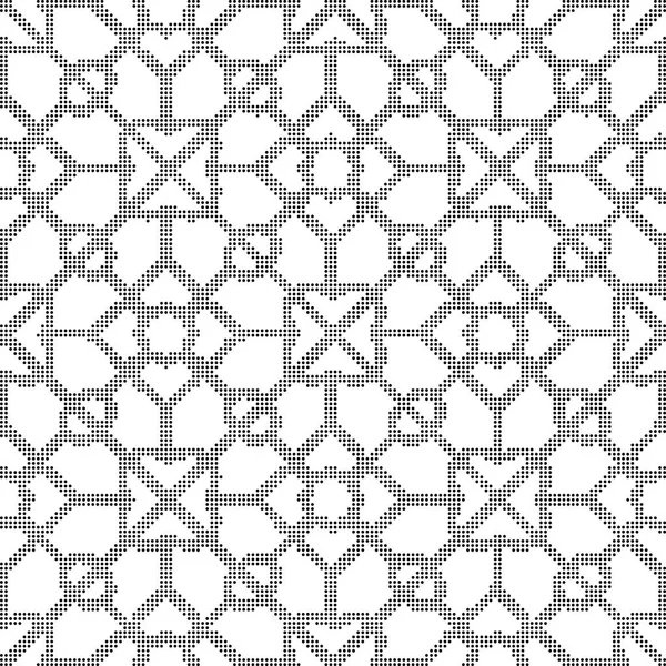 Mezzitoni rotondo nero senza cuciture sfondo controllo incrociato geometria ka — Vettoriale Stock