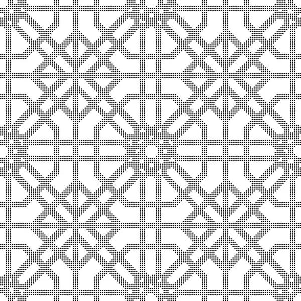 Demi-ton rond noir sans couture fond octogone vérifier croix tra — Image vectorielle