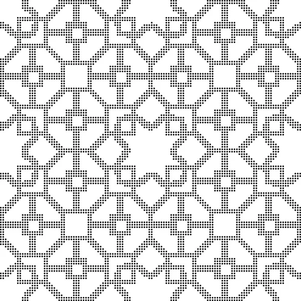 Demi-ton rond noir sans couture fond polygone carré étoile cro — Image vectorielle