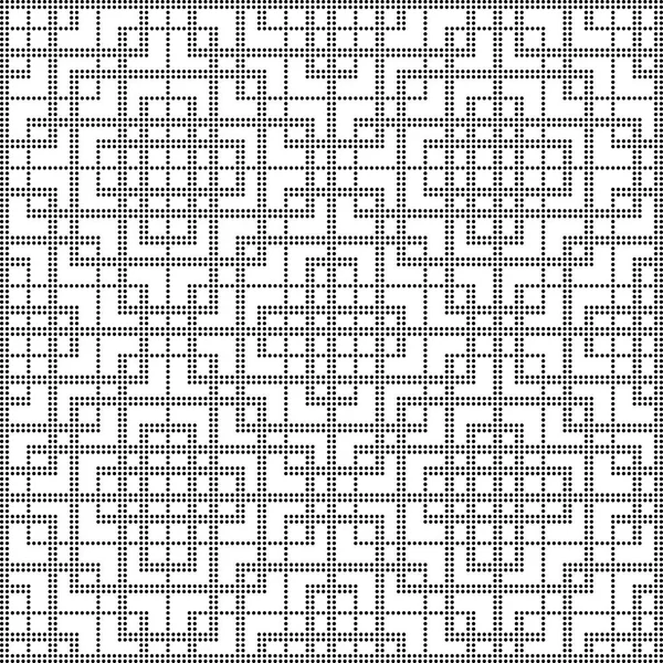 Demi-ton rond noir sans couture fond carré croix spirale che — Image vectorielle