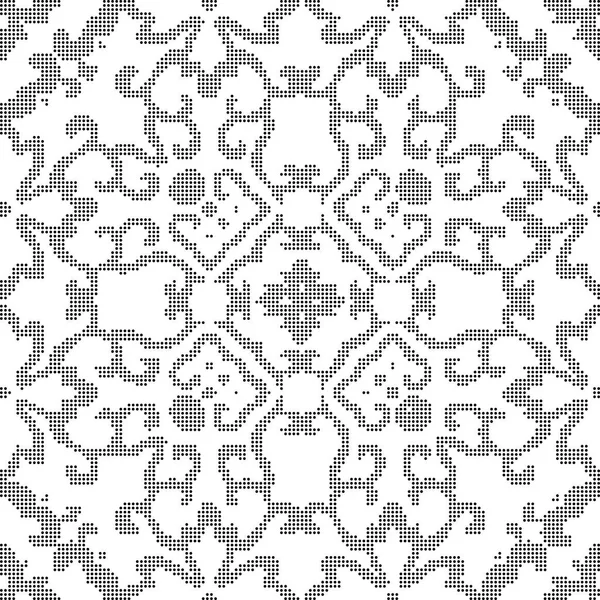 Demi-ton rond noir sans couture courbe de fond croix fleur de vigne — Image vectorielle