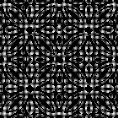 Yarı ton siyah sorunsuz geçmiş çiçek yuvarlak yuvarlak