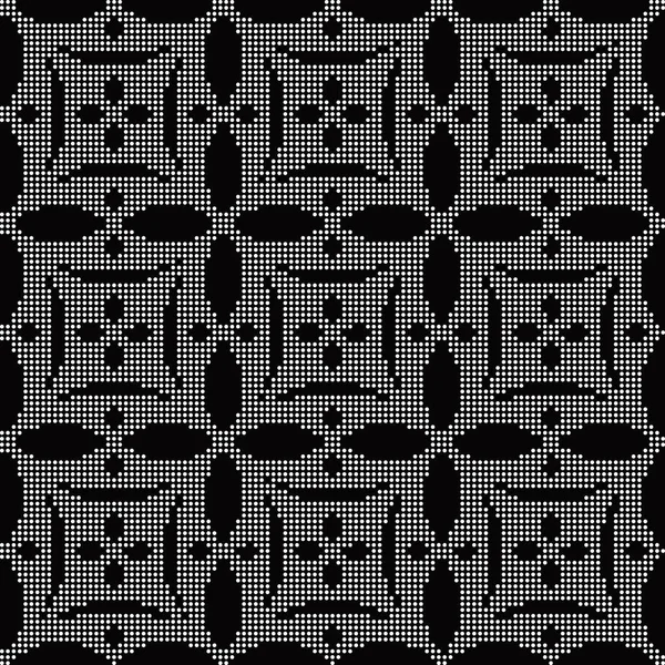 Halvton rund svart sömlös bakgrund oval cross geometri — Stock vektor