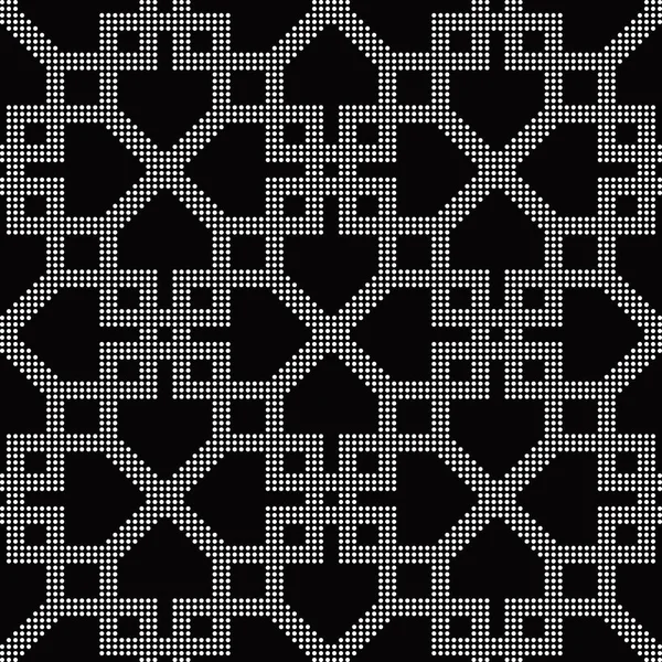 Halftone ronde zwarte naadloze achtergrond vierkante cross frame chec — Stockvector
