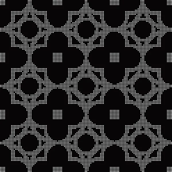 Halftone ronde zwarte naadloze achtergrond ronde Kruis vierkant — Stockvector