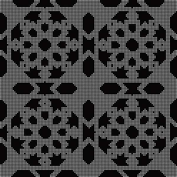 Medio tono redondo negro sin costuras fondo Islam estrella geometría — Vector de stock