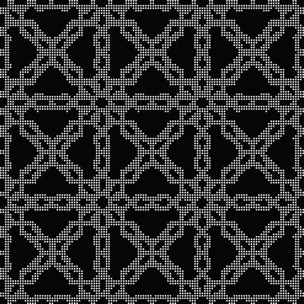 Halftone round black seamless background cross geometry chain — Stock Vector