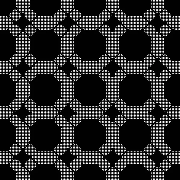 半色调圆的圆角八角形 cr 的黑色无缝背景 — 图库矢量图片
