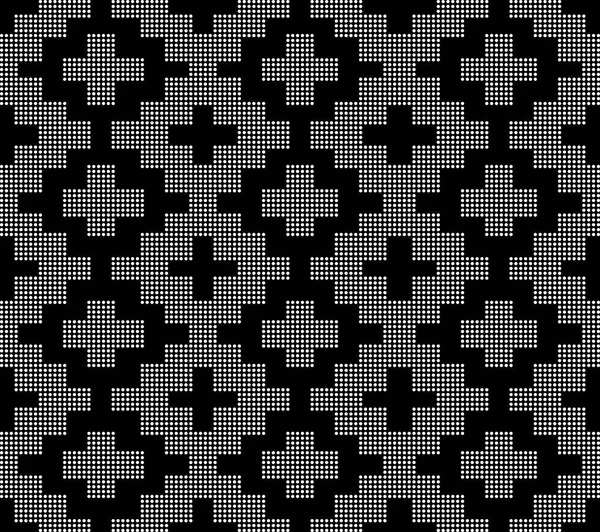Напівтоновий круглий чорний безшовний фон квадратна мозаїка перевірка кро — стоковий вектор
