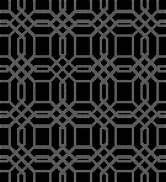 Halftone round black seamless background polygon square cross li — Stock Vector