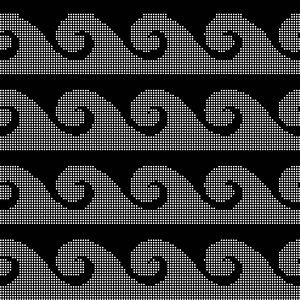 Halbton runde schwarze nahtlose Hintergrund Kurve Spirale Welle geome — Stockvektor