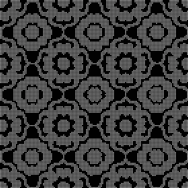 원활한 검은색 곡선 꽃 크로스 라운드 라운드 하프톤 — 스톡 벡터