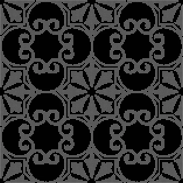 Полутоновый круглый черный бесшовный фон спиральная кривая цветок каль — стоковый вектор