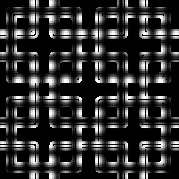 Mezzitoni rotondo nero senza cuciture sfondo quadrato croce catena geom — Vettoriale Stock
