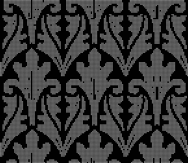 Demi-ton rond noir sans couture fond feuille de jardin croix — Image vectorielle