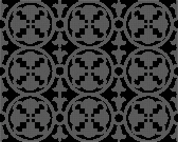 Halbton runde schwarze nahtlose Hintergrund runde Geometrie Kreuz cu — Stockvektor