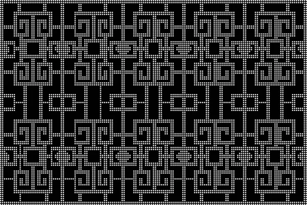 Halvton rund svart sömlös bakgrund spiral geometri kvadrat — Stock vektor