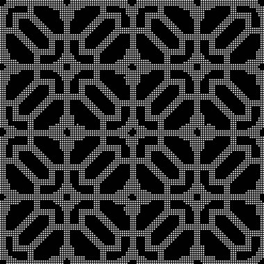 Yarı ton siyah sorunsuz geçmiş çokgen yuvarlak çapraz çiçek