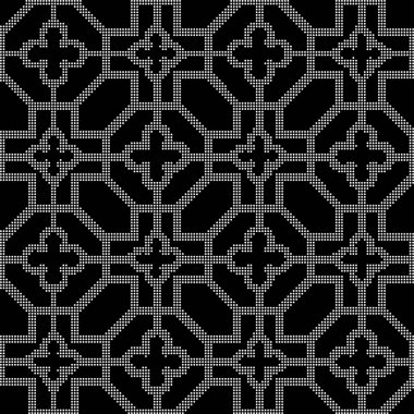 Yarı ton çiçek sekizgen cr çapraz sorunsuz arka plan siyah yuvarlak