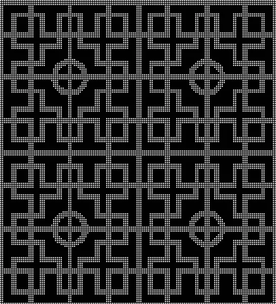 黒シームレスな背景 geom ラウンド クロス正方形ラウンド ハーフトーン — ストックベクタ