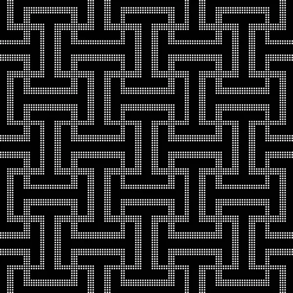 Напівтоновий круглий чорний безшовний фон спіральний квадратний хрест гео — стоковий вектор