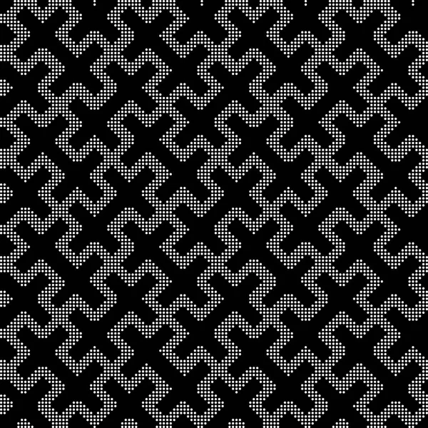 Halftone ronde zwarte naadloze achtergrond Dubbelcross vierkante lat — Stockvector