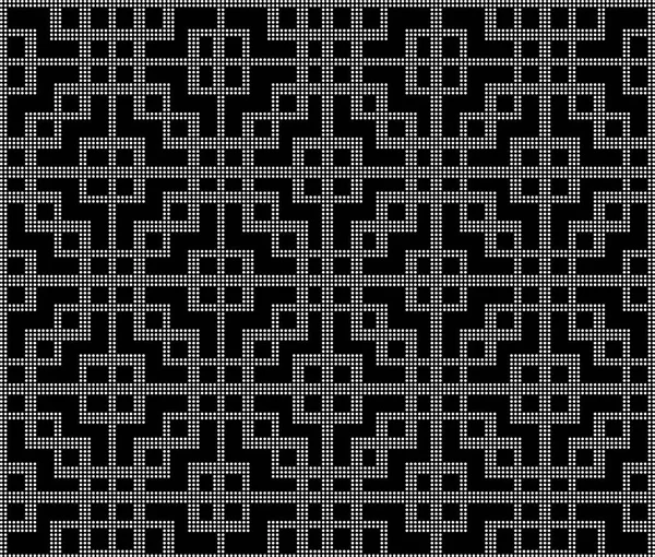 黒シームレスな背景ジオメトリ C クロス正方形ラウンド ハーフトーン — ストックベクタ