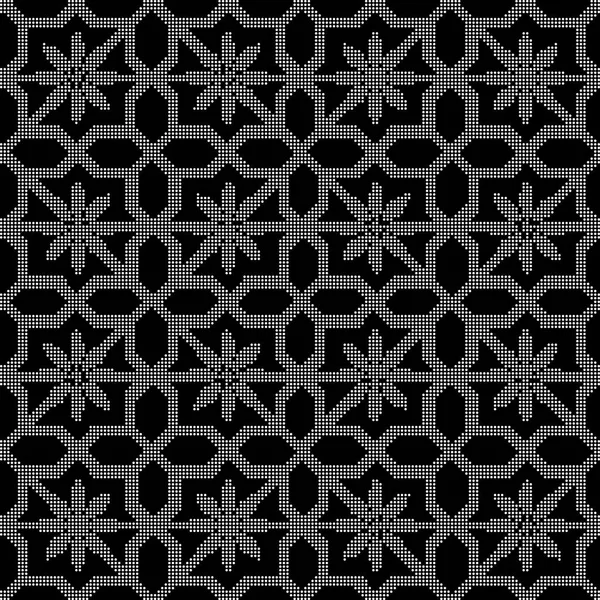 Demi-ton rond noir sans couture fond étoile fleur tracery — Image vectorielle