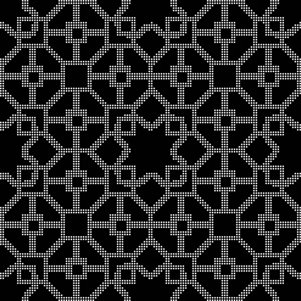 Demi-ton rond noir sans couture fond polygone carré étoile cro — Image vectorielle