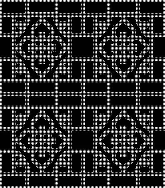 Halftone rotund negru fără sudură fundal pătrat curba de viță de vie cruce — Vector de stoc