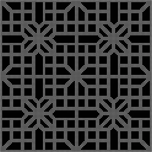 Halbton rund schwarz nahtlos hintergrund polygon kreuz quadratisch ge — Stockvektor