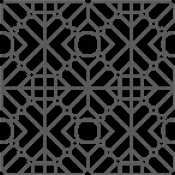 Medio tono redondo negro sin costuras fondo redondo diamante geometría — Archivo Imágenes Vectoriales