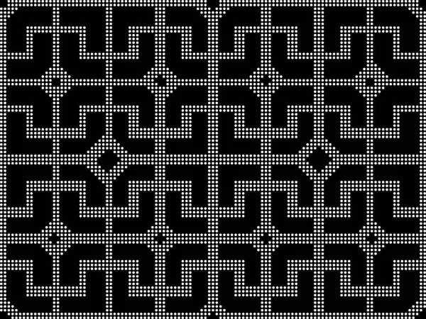 Halftone ronde zwarte naadloze vierkante achtergrondcontrole cross latt — Stockvector